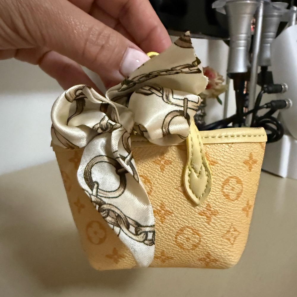 Elegant Yellow Mini Bag with Scarf Detail
